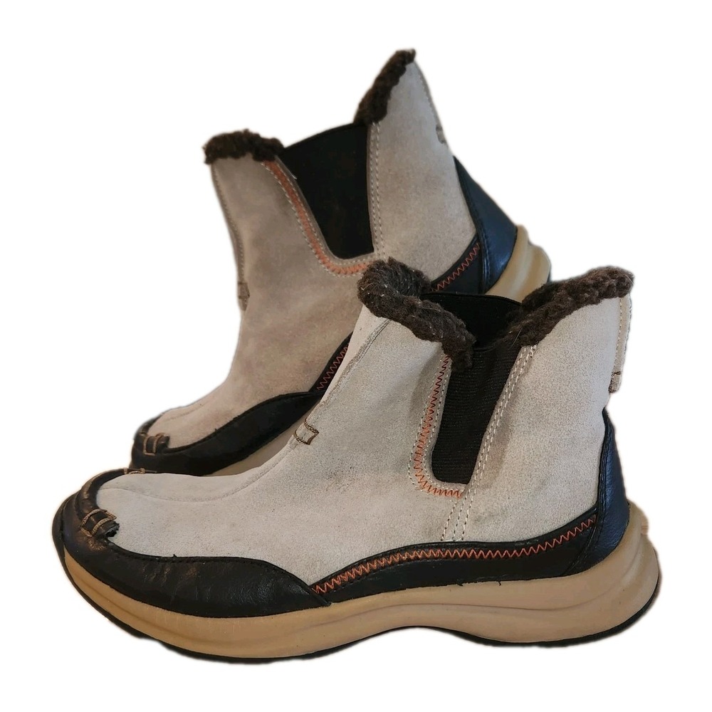 Women's Lands' End 406535 Beige Boot Ankle Bootie Sherpa Lined Size 7.5 B
